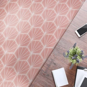 LILY PAD HEXAGON IN PINK 15 X 17cm WALL/FLOOR TILES IN A PACK OF 25 TILES - Picture 1 of 2