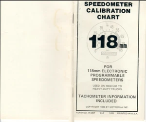 Motorola speedometer calibration chart 118 mm tachometer information pamphlet - Picture 1 of 1