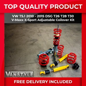 FITS VW T5.1 TRANSPORTER 10-15 COILOVERS V-MAXX LOWERING KIT T26 T28 T30 DSG - Picture 1 of 11