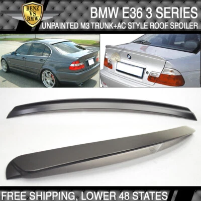99-05 BMW E46 3 Series 4Dr AC Roof Spoiler + M3 Trunk Spoiler Unpainted - ABS - Изображение 1 из 4