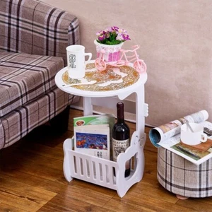 Vintage Coffee Table Storage Rack Home Living Room Bedside Small White Plastic - Picture 1 of 12