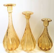 Vintage Murano Gold Twist MCM Glass Vases Set (3) 12" 10" 8" 