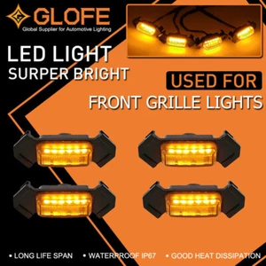 Amber Raptor Style Smoked Lens LED Front Grille Kit, Universal Fit Truck SUV 4pc - Picture 1 of 7