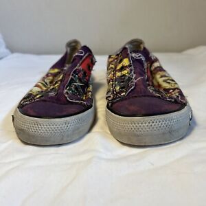Ed Hardy Size 9 Slip On Laceless Sneakers Shoes Skull Women Purple Low Tops