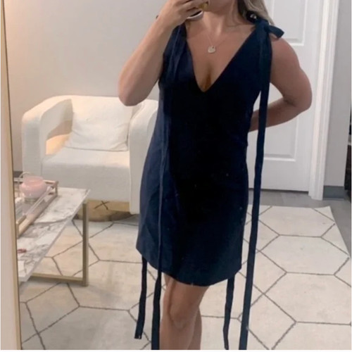 Abito Jacquemus La Reconstruction mini cinturini fiocco blu navy