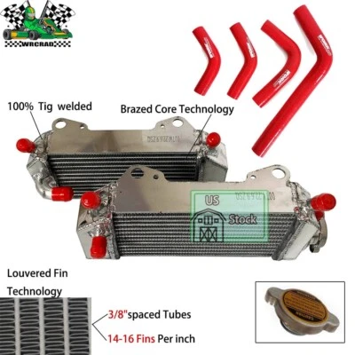 Radiador de aluminio y manguera roja para HONDA CRF250R 2004-2009/2004-2017CRF250X 250 R/X Foto 1 de 4