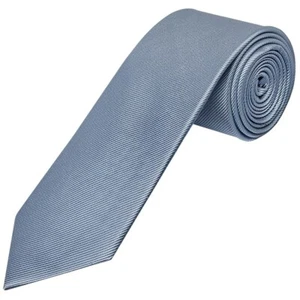Klassische Herrenkrawatte Dusty Blue Twill Seide Hochzeit Taufe formell schmal - Bild 1 von 3
