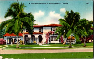Vintage 1951 A Spacious Residence, Terracotta Roof, Miami Florida FL Postcard  - Picture 1 of 2