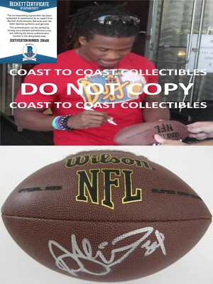 DeAngelo Williams Panthers Steelers firmado NFL prueba de fútbol Beckett certificado de autenticidad Foto 1 de 4