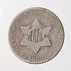 Raw 1853 Three Cent Silver 3CS Uncertified Ungraded Silver Type Coin - Picture 1 of 2