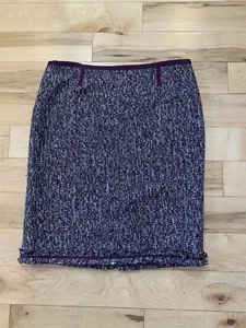 Talbots Damengröße 16 Boucle Bleistiftrock weinrot burgunderrot Rüschen Fransen gefüttert gebraucht, in einwandfreiem Zustand - Bild 1 von 6