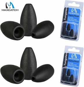 Maxcatch No-Chip Tungsten Fishing Weights Bullet Worm/Flipping Sinkers for Bass  - Picture 1 of 10