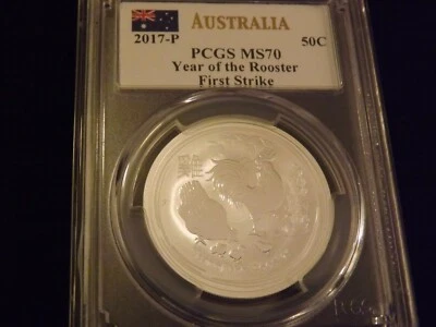 2017-P    50C      Year Of The Rooster      First Strike      PCGS  MS 70 - Image 1 of 2