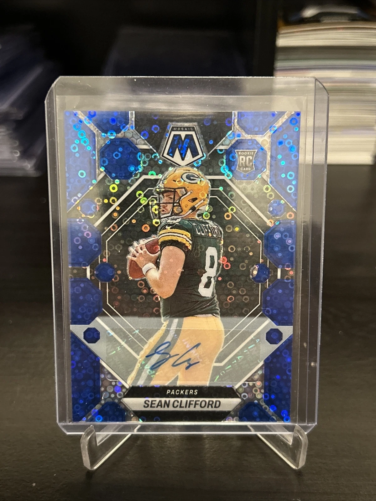 2023 Panini Mosaic #361 Sean Clifford Rookie Card RC Auto Blue No Huddle Prizm