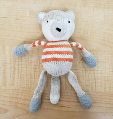 Suéter Pottery Barn Baby Tejido Fox Finn + Peluche Emma Pequeño 8” Naranja Rayas  Foto 1 de 4