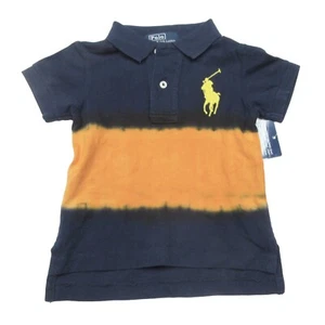 Polo Ralph Lauren Boys Navy Colorblock Dip-Dye Big Pony Short Sleeve Polo Shirt - Picture 1 of 3