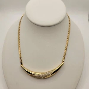 Vintage Christian Dior Elegant Crystal Swirl Pendant Necklace - Picture 1 of 16