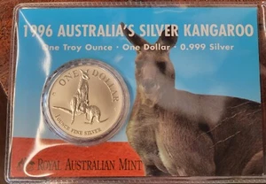1996 Australia's Silver Kangaroo One Troy Ounces one Dollar .999 Fine Silver. - Picture 1 of 2