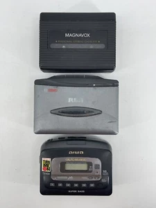 Vintage Walkman Cassette Player Lot Aiwa RCA Magnavox For Parts Repairs FastShip - Picture 1 of 21