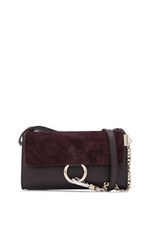 Chloé Faye Wallet On Strap (Brown, Purple; Calfskin Leather)