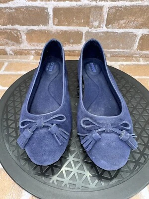 Crocs Lina Adornado Lazo Gamuza Ballet Sin Cordones Pisos Azul Marino Para Mujer Talla 6.5 Foto 1 de 4