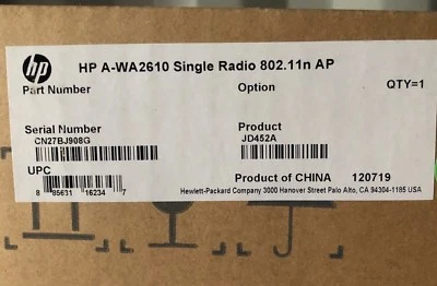 HP A-WA2610 Single Radio Wireless N Access Point with Wall Mounts - HP JD452A - Image 1 of 4