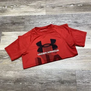 UNDER ARMOUR Graphic Print Heat Gear Red Crew Neck T-Shirt Boy's Size Medium - Picture 1 of 8