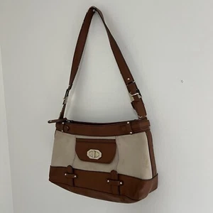Etienne Aigner Brown and Taupe Shoulder Bag - Picture 1 of 12