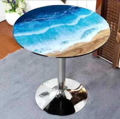 Personalized Ocean Resin Epoxy Coffee Table Top Custom Live Edge Handmade Decor - Image 1 of 4