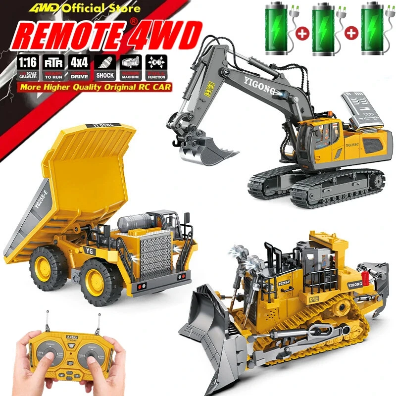 4x4 Control Remoto Excavadora Camión de Volteo Bulldozer Radio Modelo RC Coche Vehículo Juguete Foto 1 de 4