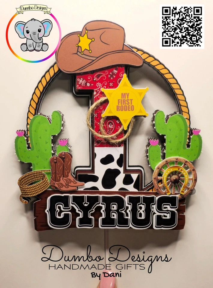 Cowboy Theme Cake Topper | Rodeo | Wild West | Birthday | Personalised | - Image 1 of 1