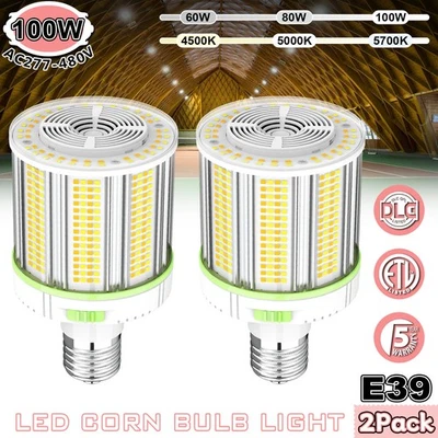 400W Equivalent- 2Pack LED Corn Light Bulb 100W 4.5/5/5.7K E39 Indoor Warehouse - Image 1 of 4