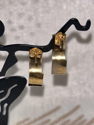 Danecraft Wide 3/4” Gold Tone Hoop Earrings Sterling Marked - Image 1 of 4