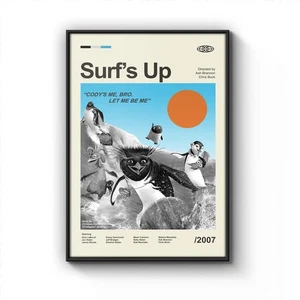 Mid Century Modern Surfs Up Poster – Minimalist Retro Movie Wall Art Decor - Picture 1 of 5