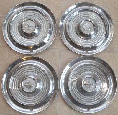 1954-1955 Oldsmobile 15" Hubcap Wheel Covers Set (x4), OEM Deluxe Super 88 98 - Image 1 of 4