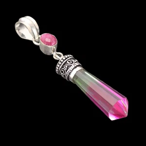 Tourmaline Garnet Gemstone 925 Sterling Silver Handmade Pendant Jewelry - Picture 1 of 2