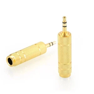 2Pcs 3.5mm Male to 6.5mm Female Plug Stereo Audio Adapter Converter Headphone G - Picture 1 of 7