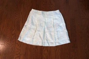 12 L XL ❤️ LOFT ❤️100% LINEN SKIRT 17.5" WAIST White 21"LENGTH Beach Work Summer - Picture 1 of 7