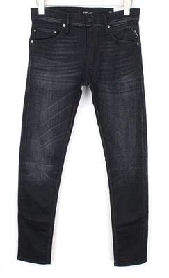 Replay Jondrill Men's Jeans W30/L32 Black Coated Stretch Blue Skinny Rv - Image 1 of 4
