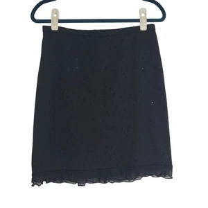 Vintage 90s Jonathan Martin Studio Black Floral Glitter Skirt Size 10 Y2K Fairy - Picture 1 of 6