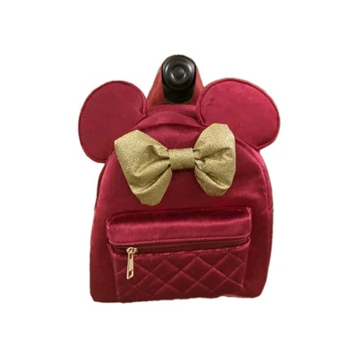 Mini Mochila Disney Minnie Mouse Terciopelo Borgoña y Oro 3D Orejas con Lazo-NUEVA CON ETIQUETAS Foto 1 de 4