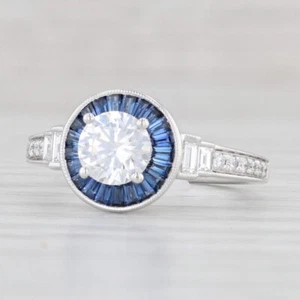 Nuevo Simon G Semi Montaje 0.80ctw Diamante Zafiro Halo Compromiso Ring 18k Oro - Imagen 1 de 11