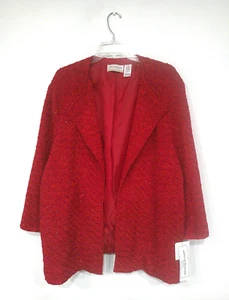 NEW Alfred Dunner Women's Jacket Plus Size 24W (3X) Red Sparkle Lined Blazer - Picture 1 of 7