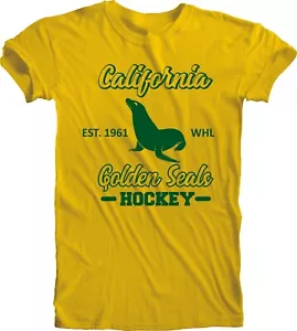 T-Shirt California Golden Seals WHL NHL Herren T-Shirt handgefertigt Eishockey gelb - Bild 1 von 4