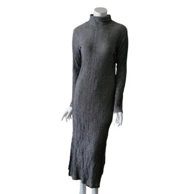 FRENCH CONNECTION Charcoal Gray Long Sleeve Turtleneck Sweater Dress Midi 8 - Image 1 of 4