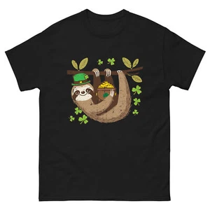 St Patrick's Day Sloth Saint Pattys Paddys Kids Women Men T-Shirt - Picture 1 of 17