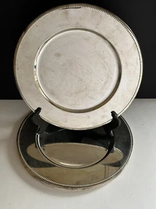 Set of 4 Silver Plated Charger Plates 12.25” Diameter Beaded Edge Metal - Picture 1 of 18