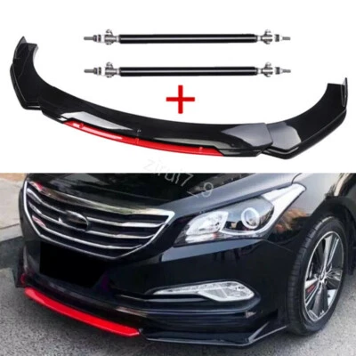 For Hyundai Sonata Front Bumper Lip Spoiler+Splitter Body Kit Black Red Foto 1 de 4