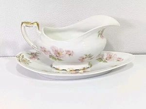 Haviland Limoges Gravy Boat And Saucer Rose Blossoms No. 59 Pre 1931 - Picture 1 of 11