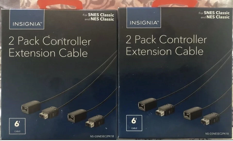 New Insignia 2-Pack 6' Extension Cable for Nintendo NES SNES Classic Controllers - Image 1 of 1